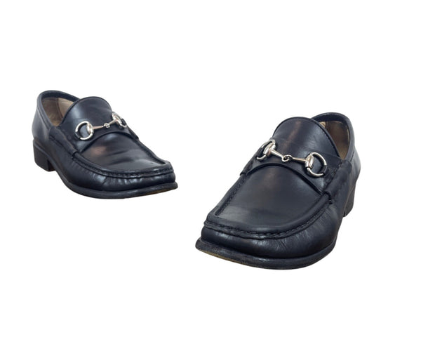 Vtg Gucci Black Leather Mocassino Pelle Mors Vit Bulgaro Horsebit Loafers Sz 6B