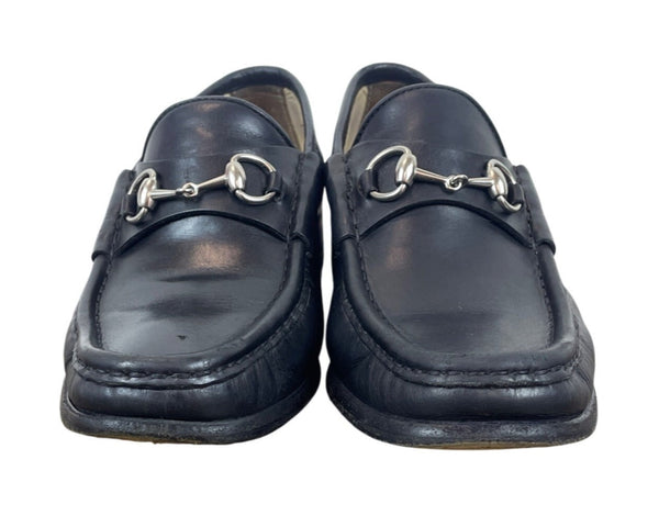 Vtg Gucci Black Leather Mocassino Pelle Mors Vit Bulgaro Horsebit Loafers Sz 6B