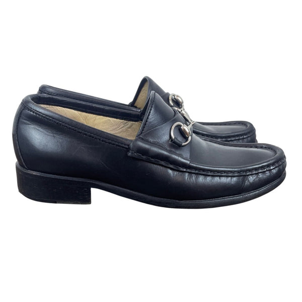 Vtg Gucci Black Leather Mocassino Pelle Mors Vit Bulgaro Horsebit Loafers Sz 6B