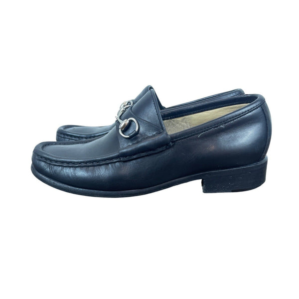 Vtg Gucci Black Leather Mocassino Pelle Mors Vit Bulgaro Horsebit Loafers Sz 6B