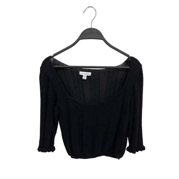 Black Knit 3/4 Sleeve Top By Topshop Size 8-10
