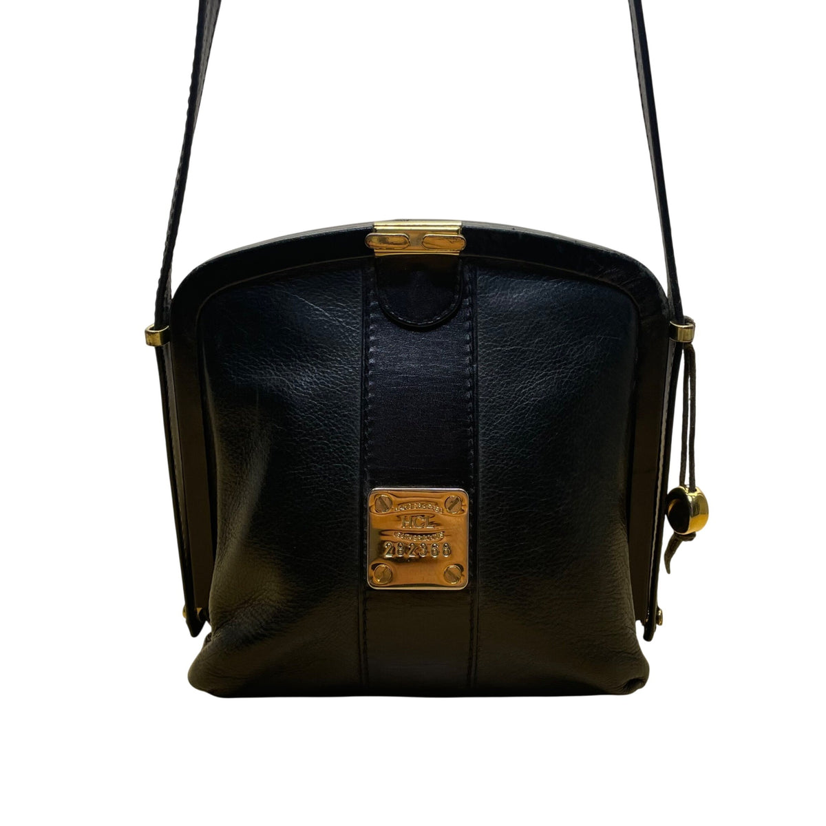 HCL Women’s Black Leather Gold Accents Handcrafted Shoulder Crossbody Bag