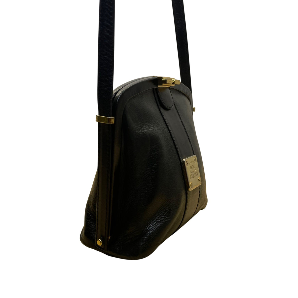 HCL Women’s Black Leather Gold Accents Handcrafted Shoulder Crossbody Bag