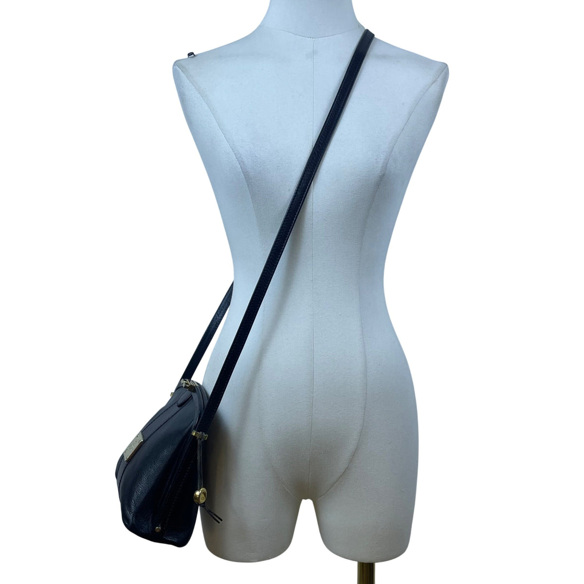 HCL Women’s Black Leather Gold Accents Handcrafted Shoulder Crossbody Bag