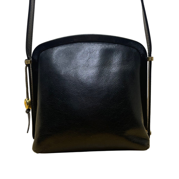 HCL Women’s Black Leather Gold Accents Handcrafted Shoulder Crossbody Bag