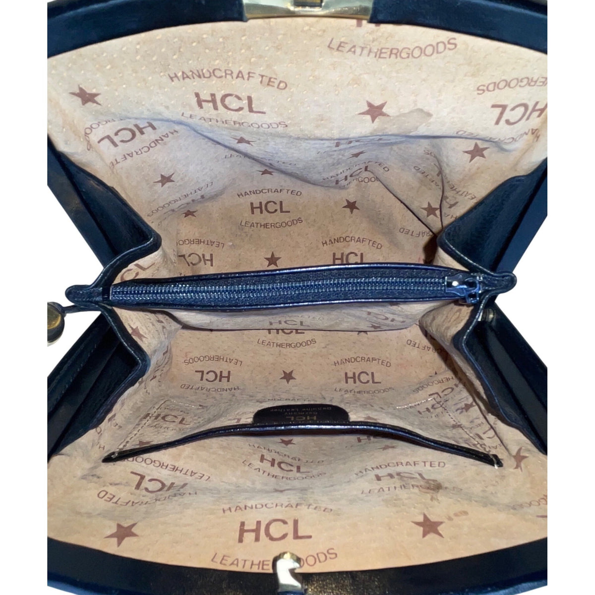 HCL Women’s Black Leather Gold Accents Handcrafted Shoulder Crossbody Bag