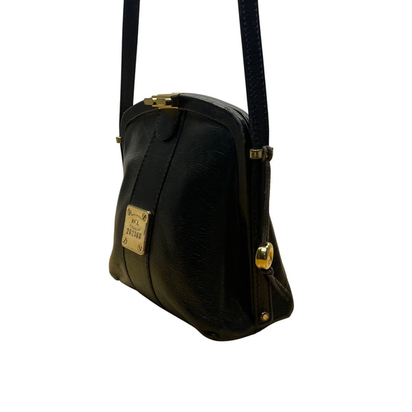 HCL Women’s Black Leather Gold Accents Handcrafted Shoulder Crossbody Bag