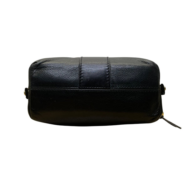 HCL Women’s Black Leather Gold Accents Handcrafted Shoulder Crossbody Bag