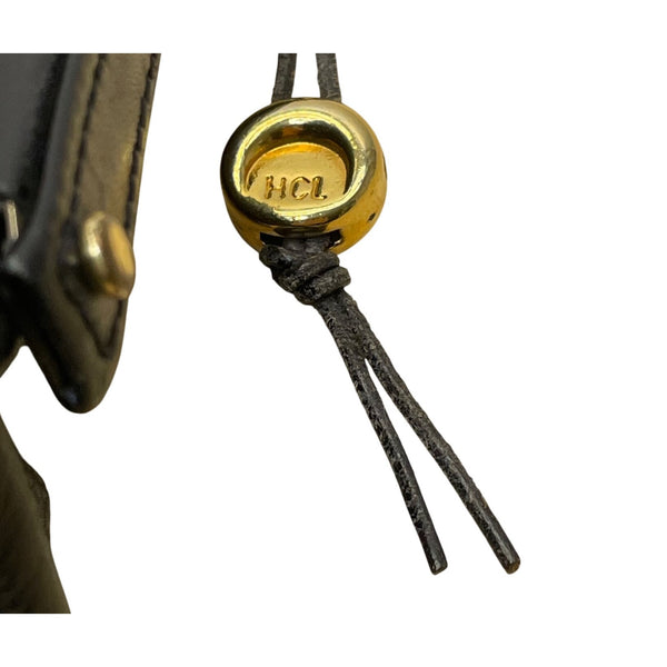 HCL Women’s Black Leather Gold Accents Handcrafted Shoulder Crossbody Bag