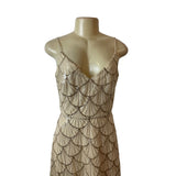 Sorella Vita Beige Sequin Embellished Evening Gown Sweatheart Neckline Sz 12 New