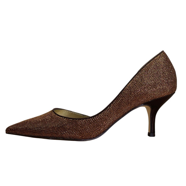 Nina New York Bronze Glitter & Leather Sole Pointed-Toe Stiletto Heels 7.5M