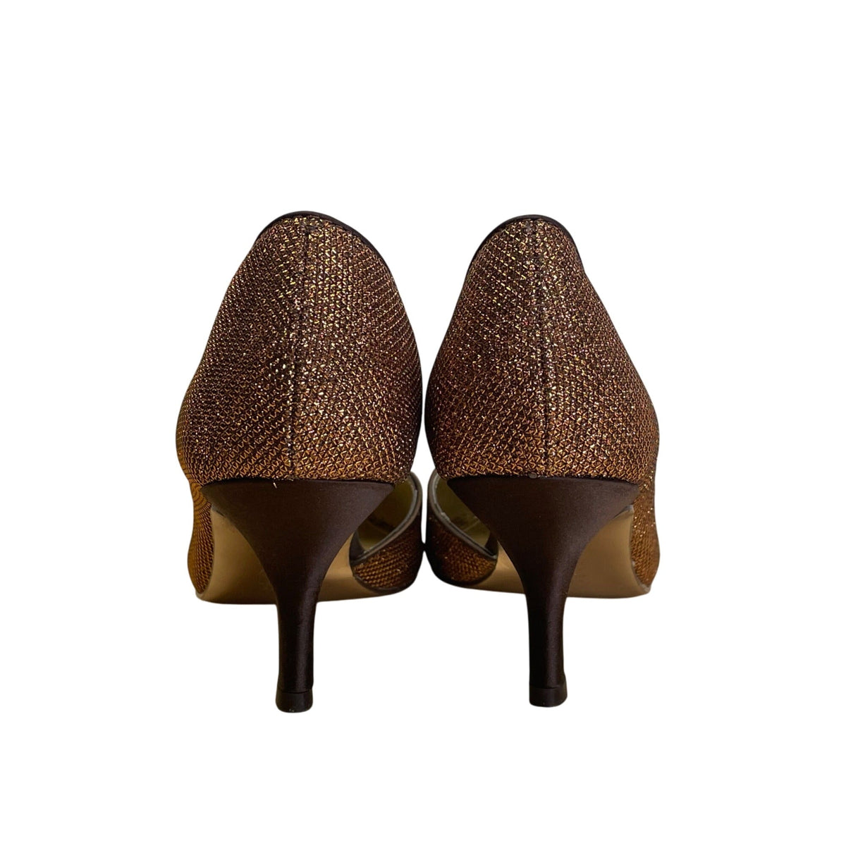 Nina New York Bronze Glitter & Leather Sole Pointed-Toe Stiletto Heels 7.5M