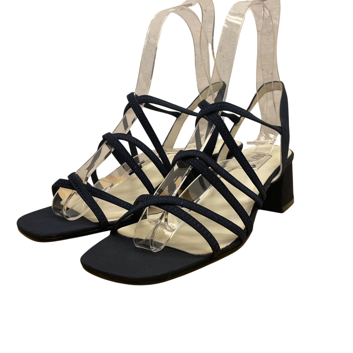 Prima Women’s Navy Strappy Block Heel Twiggy Sandals Size 8M