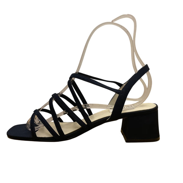 Prima Women’s Navy Strappy Block Heel Twiggy Sandals Size 8M