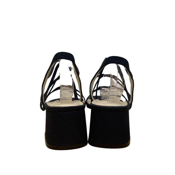 Prima Women’s Navy Strappy Block Heel Twiggy Sandals Size 8M