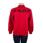 Handmade Knitted Red Sz M/L Sweater With Black Horse Design Long Sleeve Crew Neck
