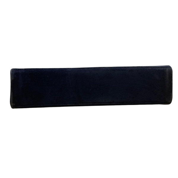 Vintage Navy Blue Suede Gold-Tone Frame Snap Closure Evening Clutch Size M