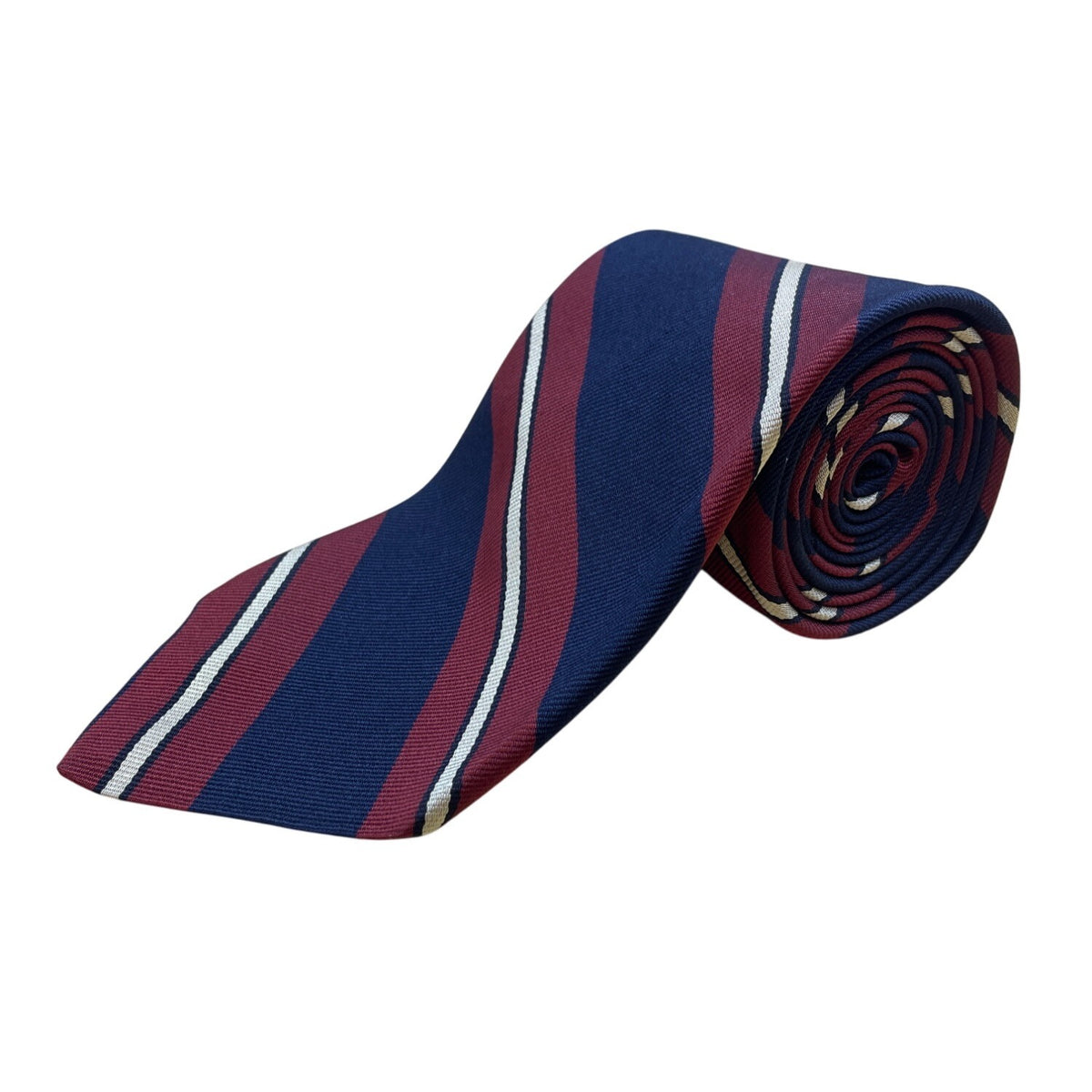 Vintage Brooks Brothers Red & Navy Silk Striped Necktie Classic Business Look