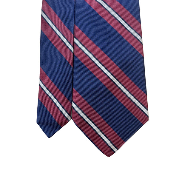 Vintage Brooks Brothers Red & Navy Silk Striped Necktie Classic Business Look