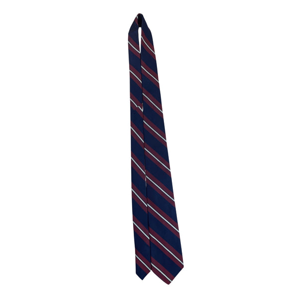 Vintage Brooks Brothers Red & Navy Silk Striped Necktie Classic Business Look
