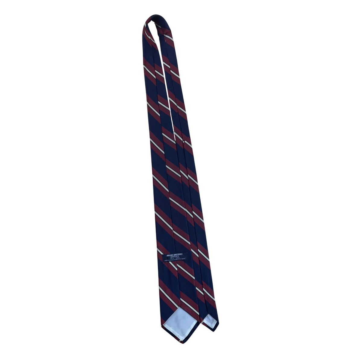 Vintage Brooks Brothers Red & Navy Silk Striped Necktie Classic Business Look