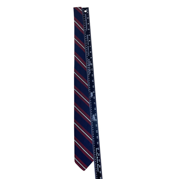 Vintage Brooks Brothers Red & Navy Silk Striped Necktie Classic Business Look
