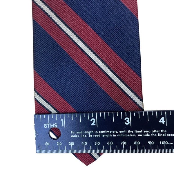 Vintage Brooks Brothers Red & Navy Silk Striped Necktie Classic Business Look