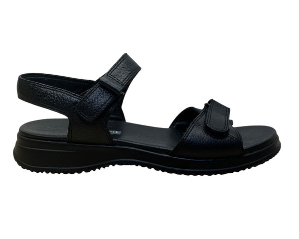 Easy Spirit Woman's Black Leather With Adjustable Straps Wheeze Sandals Size 7M