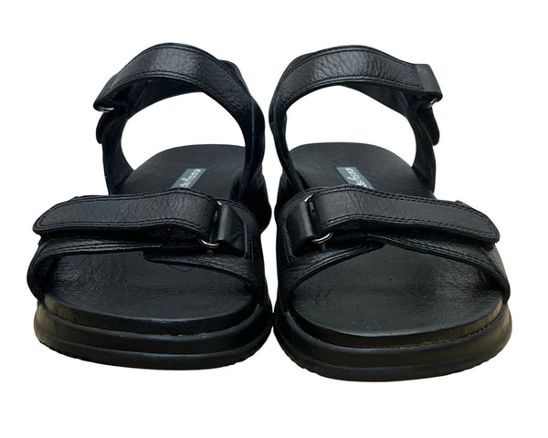 Easy Spirit Woman's Black Leather With Adjustable Straps Wheeze Sandals Size 7M