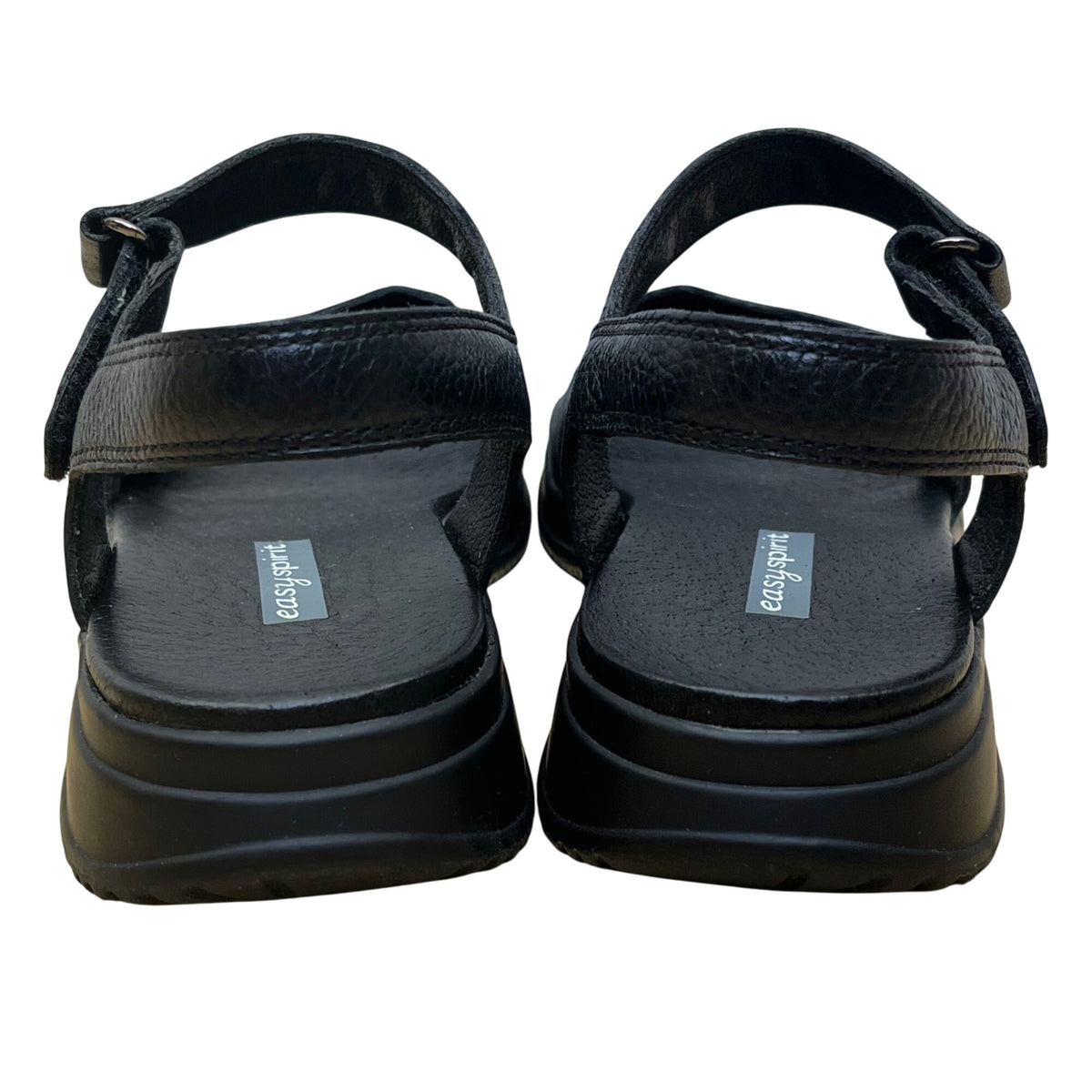 Easy Spirit Woman's Black Leather With Adjustable Straps Wheeze Sandals Size 7M