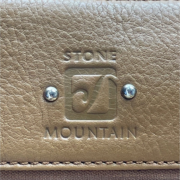 Stone Mountain Brown Leather Gold-Tone Accents Multi-Pockets Crossbody Bag Sz M