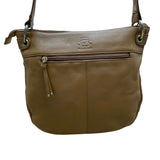 Stone Mountain Brown Leather Gold-Tone Accents Multi-Pockets Crossbody Bag Sz M