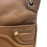 Stone Mountain Brown Leather Gold-Tone Accents Multi-Pockets Crossbody Bag Sz M