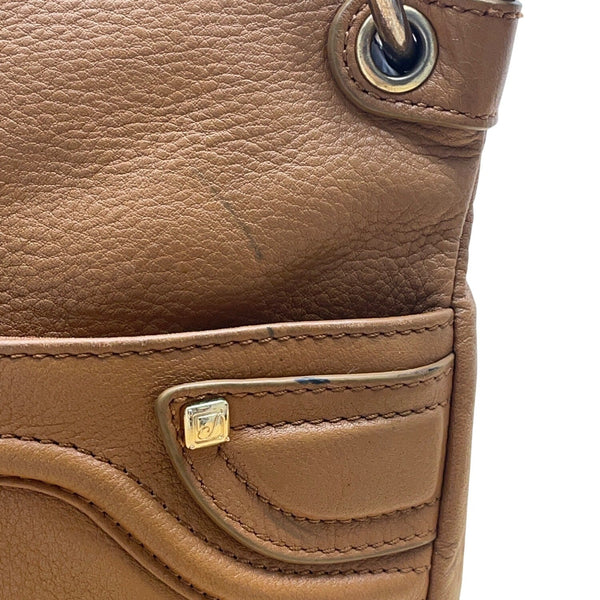 Stone Mountain Brown Leather Gold-Tone Accents Multi-Pockets Crossbody Bag Sz M