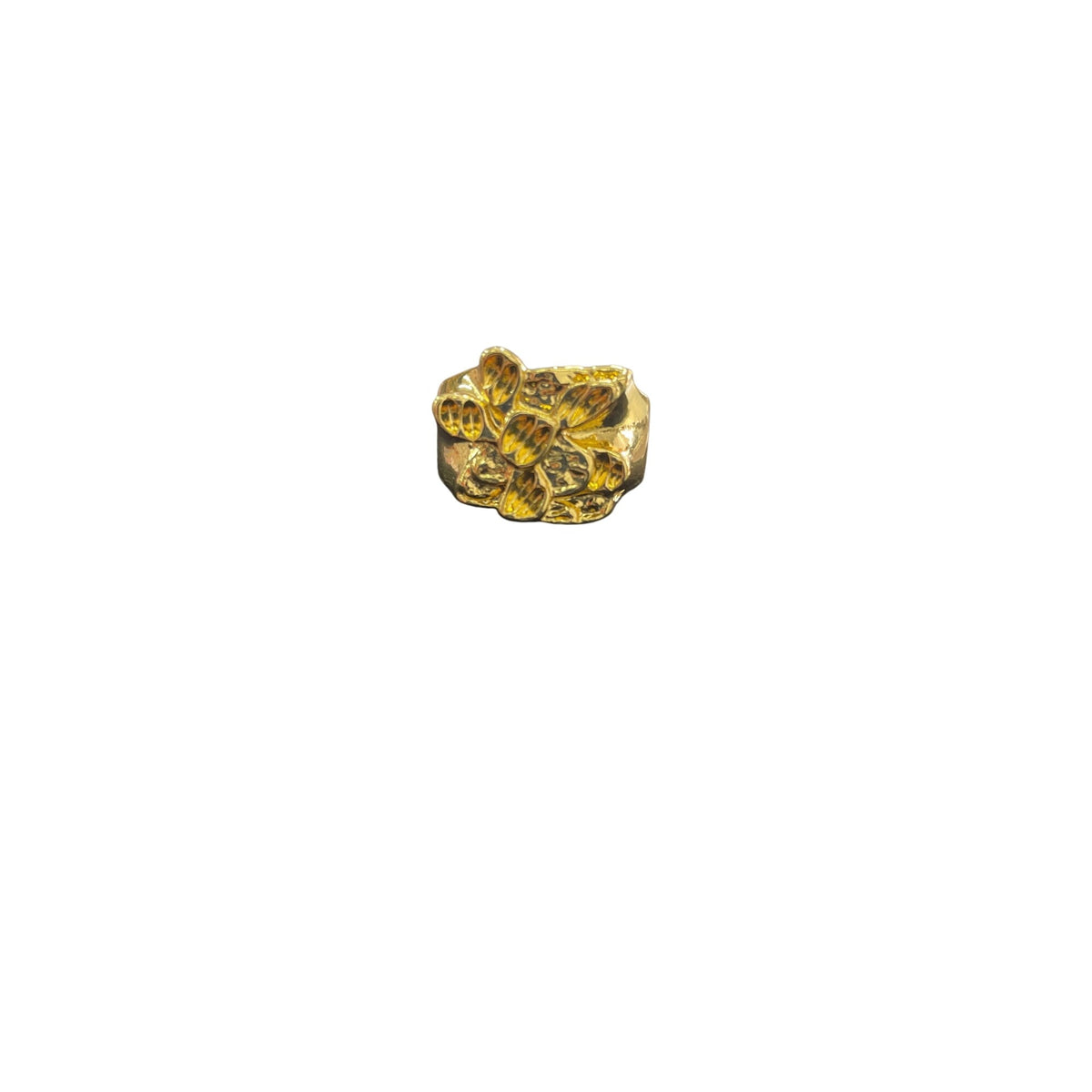 Gold Tone Womens Metal Floral Design Ring Adjustable Fit Elegant Jewelry