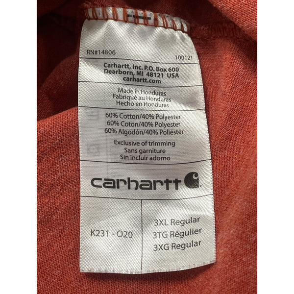 Carhartt Mens Red Cotton Long Sleeve Original Fit Logo Graphic T-Shirt 3XL