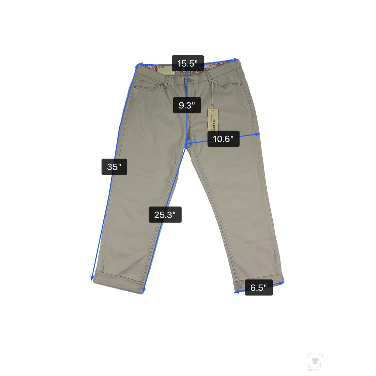 Vintage America Womens Sand Cotton/Spandex Boyfriend Pants Casual Fit Size 6/28