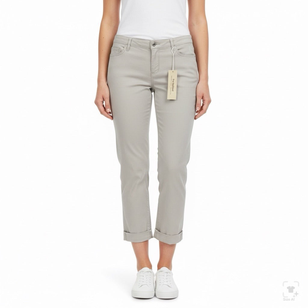 Vintage America Womens Sand Cotton/Spandex Boyfriend Pants Casual Fit Size 6/28