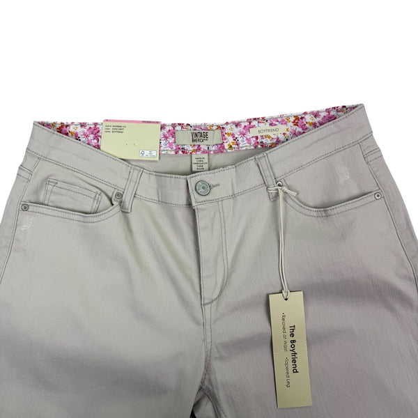 Vintage America Womens Sand Cotton/Spandex Boyfriend Pants Casual Fit Size 6/28
