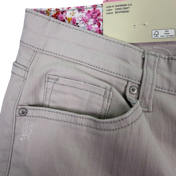 Vintage America Womens Sand Cotton/Spandex Boyfriend Pants Casual Fit Size 6/28