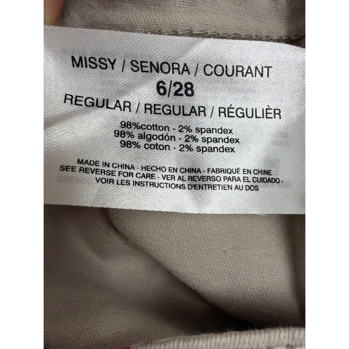 Vintage America Womens Sand Cotton/Spandex Boyfriend Pants Casual Fit Size 6/28