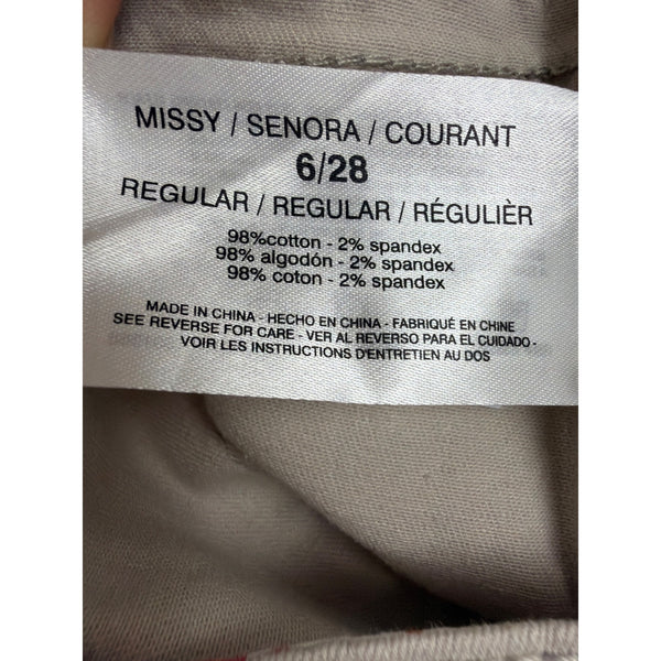 Vintage America Womens Sand Cotton/Spandex Boyfriend Pants Casual Fit Size 6/28