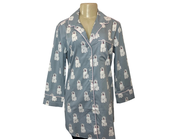 August Morgan Women's Blue Doggy Print Pattern Pj Dress Sz XS