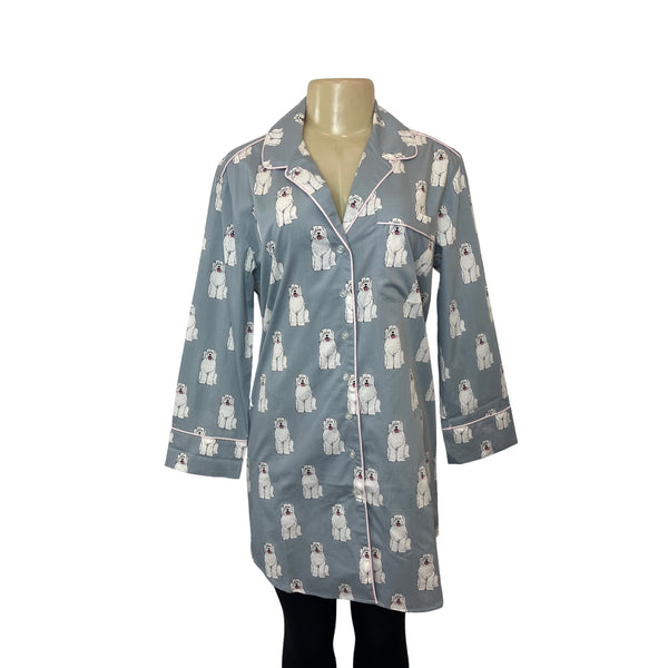 August Morgan Women's Blue Doggy Print Pattern Pj Dress Sz XS