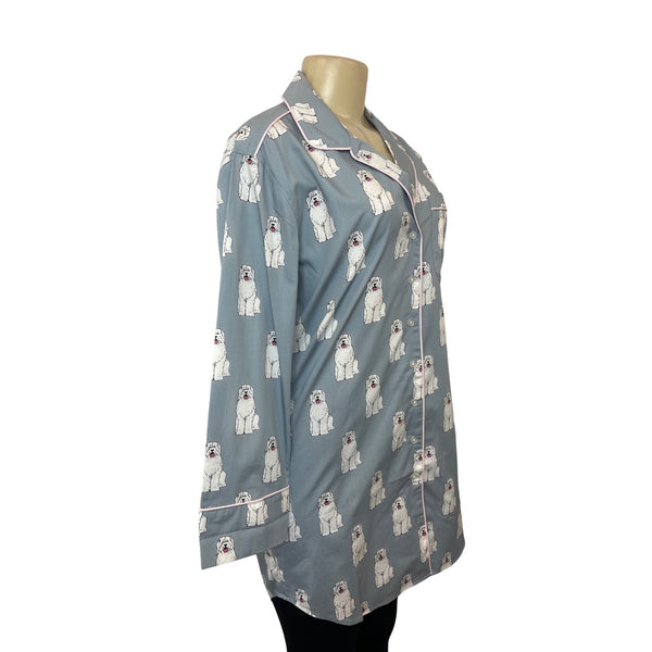 August Morgan Women's Blue Doggy Print Pattern Pj Dress Sz XS