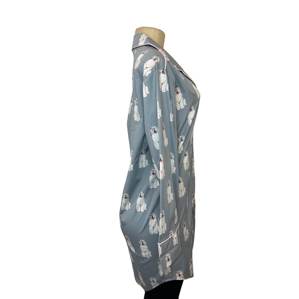 August Morgan Women's Blue Doggy Print Pattern Pj Dress Sz XS
