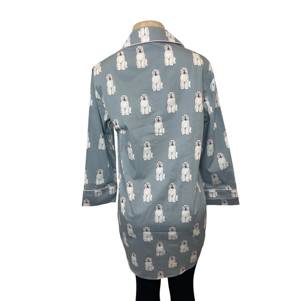 August Morgan Women's Blue Doggy Print Pattern Pj Dress Sz XS