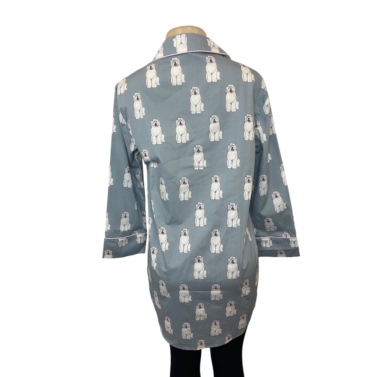 August Morgan Women's Blue Doggy Print Pattern Pj Dress Sz XS