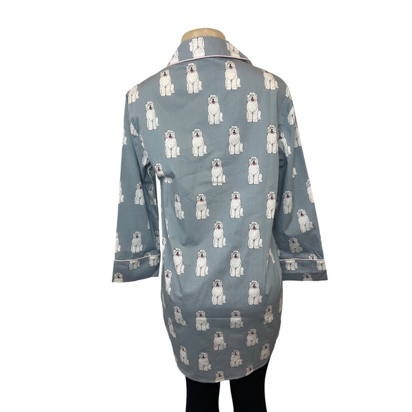 August Morgan Women's Blue Doggy Print Pattern Pj Dress Sz XS