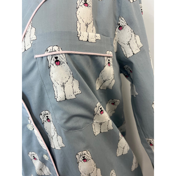 August Morgan Women's Blue Doggy Print Pattern Pj Dress Sz XS